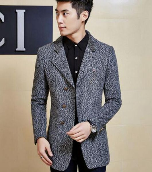 

men's autumn/winter in europe and the leisure fashion new han edition cultivate one's morality cloth trench coat 570 / m-2xl, Black