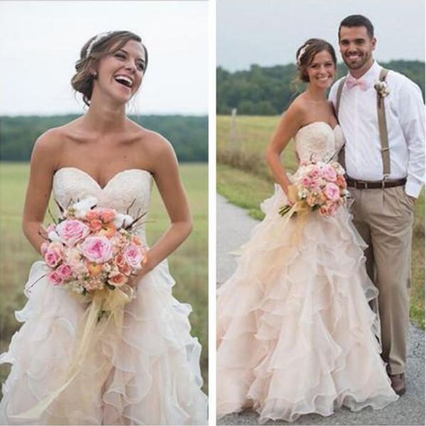 

plus size wedding dresses ruffles organza 2017 bridal wedding dresses spring a line sweetheart floor length bridal gowns for wedding party, White