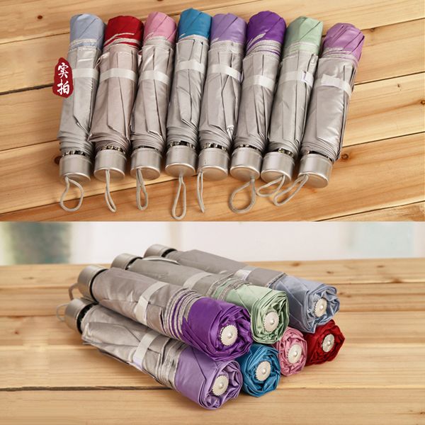

Whole ale portable mini umbrella 8k gift umbrella ultraviolet proof unbrella ilver rubber hort handle umbrella