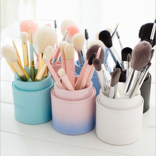 

8pcs/set cosmetics brush set travel makeup brushes synthetic hair wood handle with cylinder
