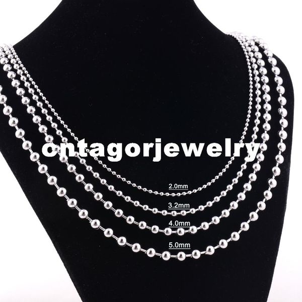 

Width 1.2mm/1.5mm/2mm/2.4mm/3.2mm/4mm/5mm/6mm/8mm/10mm Stainless Steel Shiny Polished Round Ball Beads Necklace Chain (18"-22" inches)