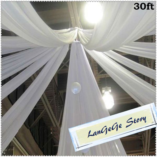 70cm 10m Ice Silk Ceiling Fabric Canopy Drapery White Luxury