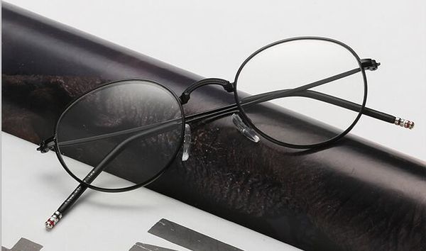 

the new glasses frame 833 restoring ancient ways is han edition metal flat lens literary men's and women's flat round box of glass, Black