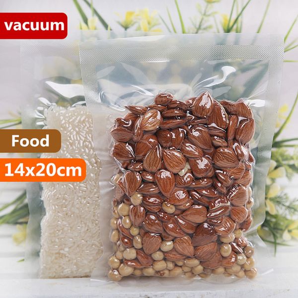 14 x 20 cm, A-Qualität, vakuumtransparent, für gekochte Lebensmittel, zum Aufbewahren von Verpackungsbeuteln, Fleischsnacks, hermetische Aufbewahrung, Heißsiegel-Kunststoffverpackungsbeutel