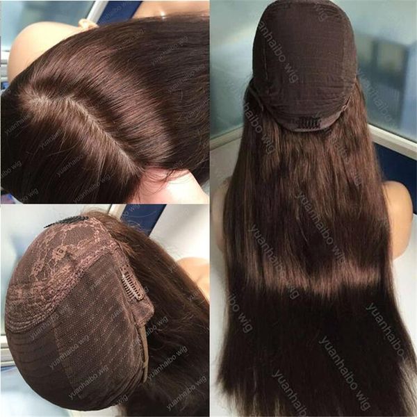 

8a grade human hair brown color 4 sheitels 4x4silk jewish wigs finest european virgin hair kosher wigs capless wigs ing, Black;brown