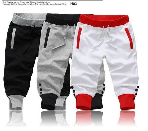 

summer 2017 stitching gray cool summer cotton mens slim casual bermuda dress black slacks legs men's casual pants 3colors