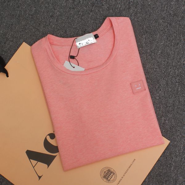 

2017 spring summer style new studios ac smile face t shirt northern europe brand pure colour cotton short sleeve t shirts tee, White