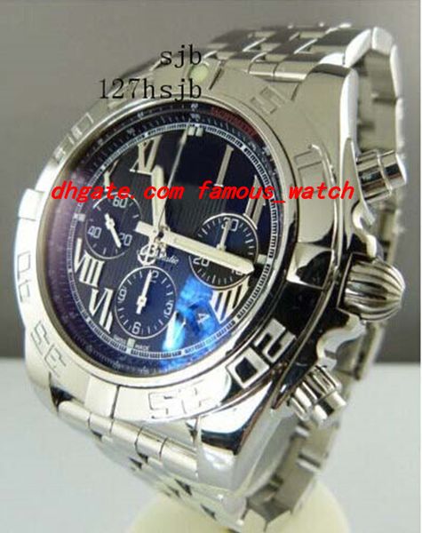 

luxury watches wristwatch large diameter men's watch men's stainless steel 2 tone rose gold, black dial romans amazing chronograph, Slivery;brown
