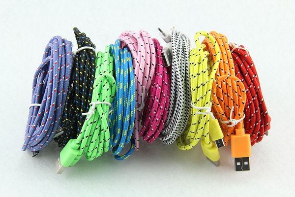

colorful new 1m 2m 3m fabric nylon braided micro usb cable for samsung for blackberry for htc cloth braided cable 300pcs