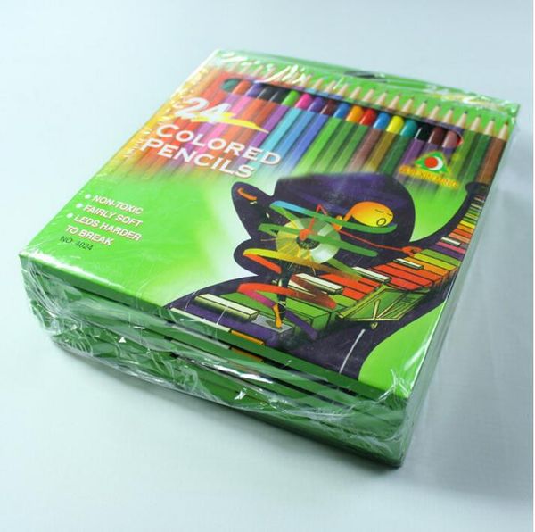

new design 24-color art colored pencils drawing pencils wood pencils for secret garden artist sketch kids gift 17.5cm long, Black;red