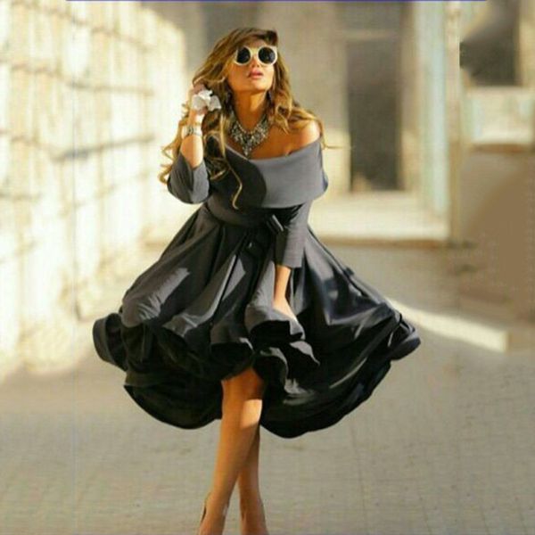 

short prom dress black long sleeves fashion design off shoulder short women prom party gown evening party dress