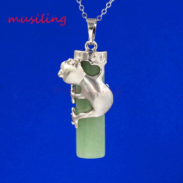 

cylindrical frog pendants necklace natural stone jewelry silver plated chain charms healing chakra amulet fashion women mens jewelry