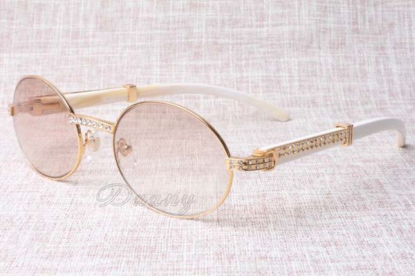 2019 neue Diamant-runde Sonnenbrille, Rinderhorn-Brille, 7550178, natürlich, gerades Bein, Hörner, männliche Sonnenbrille, glaslose Brillengröße: 55–22–135 m