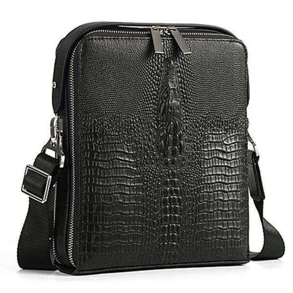 

men vertical quality genuine leather man bag briefcase messenger kundui business designer shoulder leisure high crocodile bags handbags hrds, Red;black