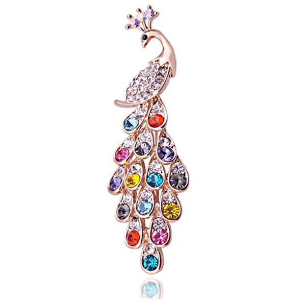 

peacock brooch pins shiny crystal colored rhinestone brooch for women wedding bridal bouquet brooches jewelry, Gray