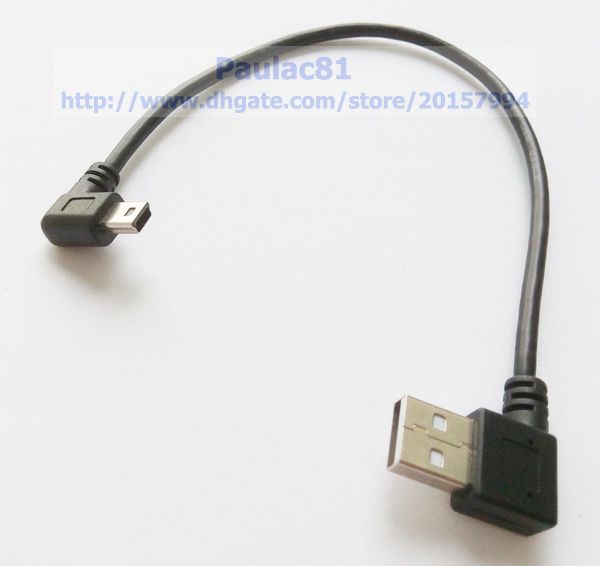 Cavi, 90 gradi ad angolo sinistro MINI USB 5 pin maschio a cavo connettore di ricarica dati maschio USB 2.0 ad angolo sinistro circa 25 cm / 2 pezzi