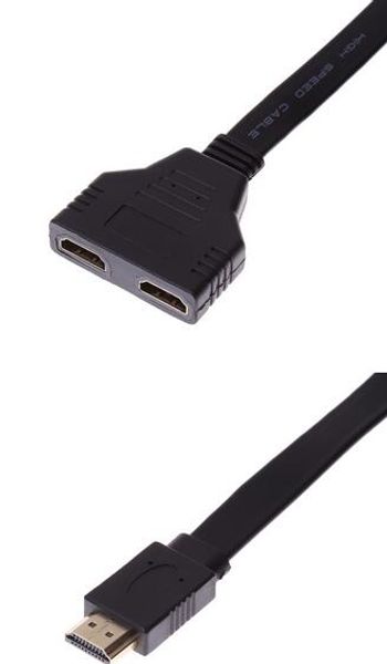 

1080p hdmi male to 2 female 1 in 2 out splitter cable adapter converter