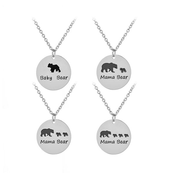 

mamababy polar bear кулон ожерелья круглый вдохновение письмо подвески серебряные цепочки для женщин ювелирные изделия подарок на день матер, Silver