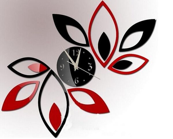 

wholesale- modern design intelligence modern flower sticker diy mirror wall clock sticker home office study decoration ing