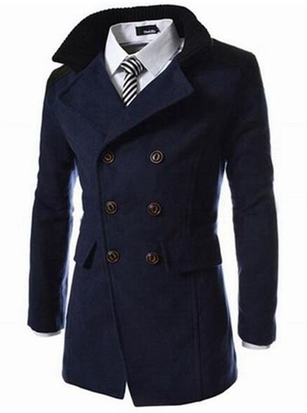 

man winter in europe and the fine high-grade cloth han edition cultivate one's morality in england warm long trench coat / m-3xl, Black