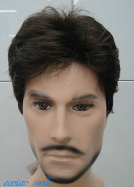 

gt;>>short straight curly menfolk man men wig, Black;brown