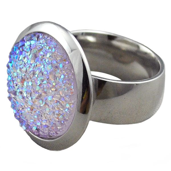 

wholesale- gokadima vintage party rings jewellery green/purple/white stone silver color stainless steel ring for women jewelry unique style, Golden;silver