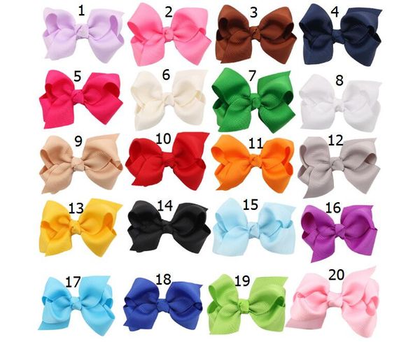 

100 pcs korean 3 inch grosgrain ribbon hairbows baby girl accessories with clip boutique hair bows hairpins hair ties hd3201, Slivery;white