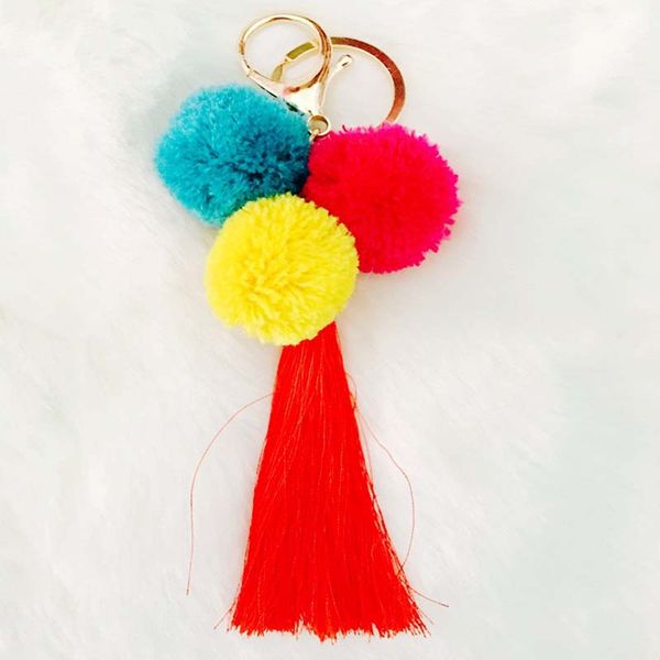 

20pcs pom pom keychian purse charm tassel keychain with tassel for bag 3styles, Black