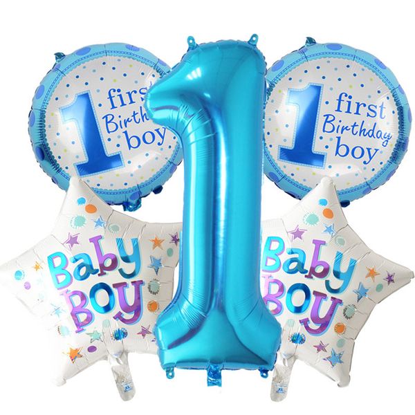 Pink Blue Number Foil Balloons Baby 1st Birthday Balloon Birthday