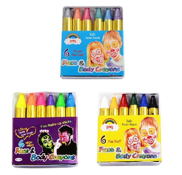 Corpo Pintura Crayons Pérola Neon Fluorescente Maquiagem Maquiagem Crianças Rosto Pigmento UV Glow Pintura 6 Cor / Conjunto