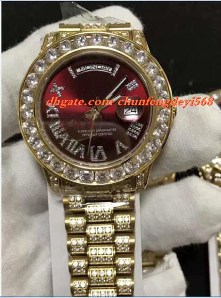 

New 2019 luxury wri twatch 18k men yellow gold 36mm bigger diamond watch automatic movement men watche