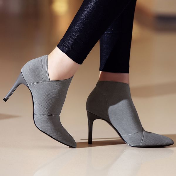 meotina ankle boots fashion women boots genuine leather microfiber large size high heels