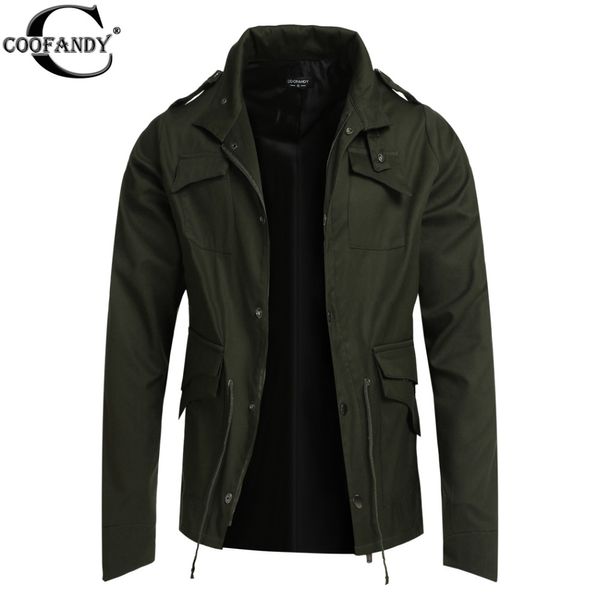 

wholesale- coofandy jacket coat winterspring fashion mens trench coat slim black men's jackets outerwear casual windbreaker ez, Black;brown