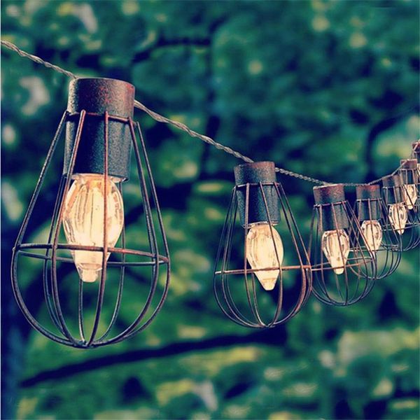 10led Solar Garden Light Led Solar Bulb Vintage Cage String Light