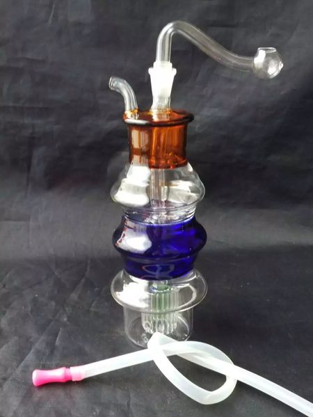 Narghilè in vetro a forma di pagoda bicolore, tubi dell'acqua bong in vetro narghilè due funzioni per bong in vetro per piattaforme petrolifere