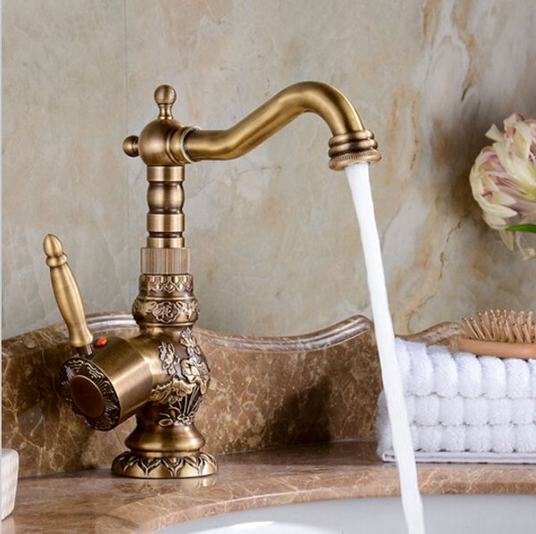 

wholesale- high quality antique bronze copper carving deck mounted kitchen faucet bathroom basin faucet sink faucet mixer tap