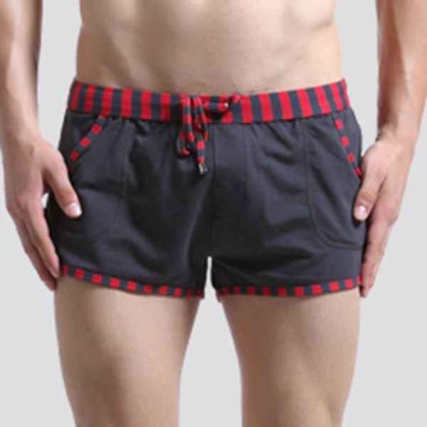 

wholesale-mens casual shorts c boxer soft underpants spandex cotton  xl s black 336, White;black