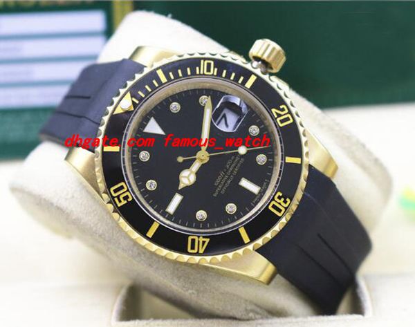 

luxury wristwatch 116618 rubber bracelet diamond watch black ceramic 40mm automatic movement mechanical men watches new arrival, Slivery;brown