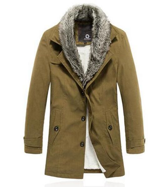 

in european and american fashion style fine han edition men's winter long high-grade dust coat collars lambs wool coat/m-3xl, Black