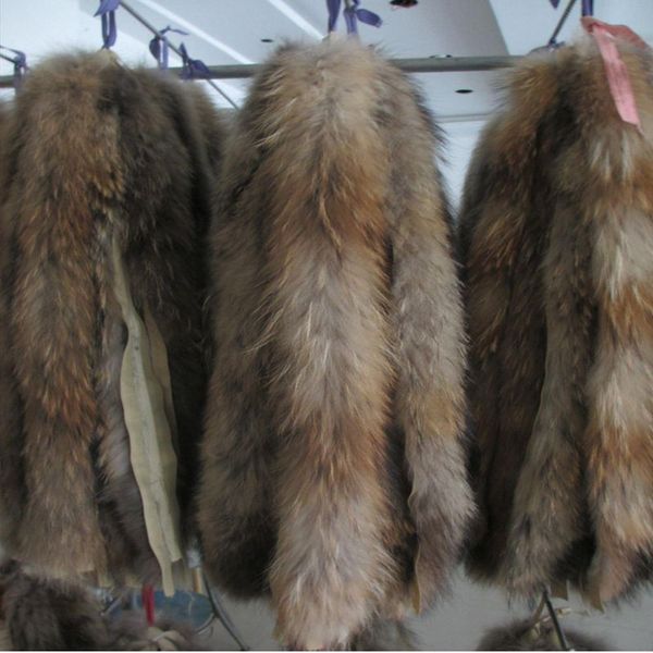 

Бесплатная доставка реальный мех енота воротник размер 60 см-80 см