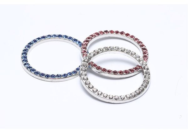 

1x/lot general interior start switch button diamond ring accessories decorative ring white blue pink diy