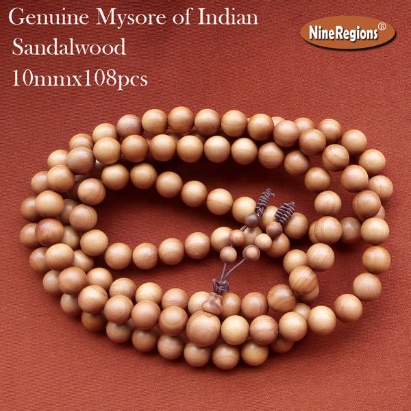

10mmx108pcs buddhist rosary beads bracelet women necklace wood bangle genuine natural sandalwood mysore of india strong milk aromatic