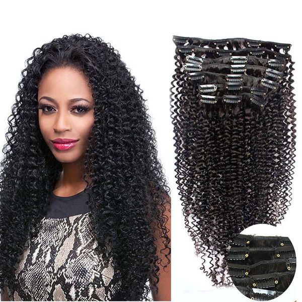 Afro Kinky Clip Ins 100g Natural Color 4b 4c Clip In Human Hair