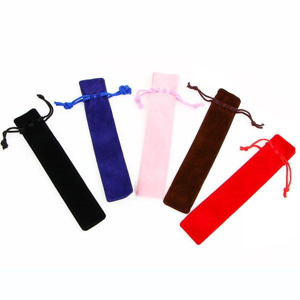 

wholesale- 5 pcs/lot velvet pen pouch holder single pencil bag pen case with rope for /fountain/ballpoint pen bag ing