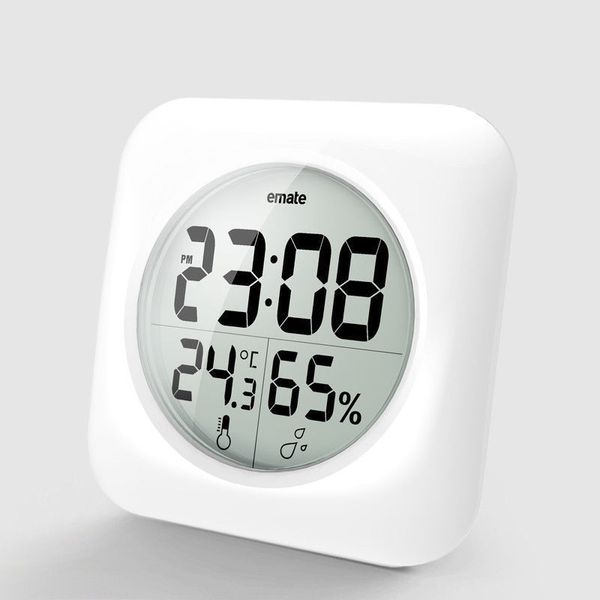 

emate fashion waterproof shower time watch digital bathroom kitchen wall clock silver big temperature and humidity display
