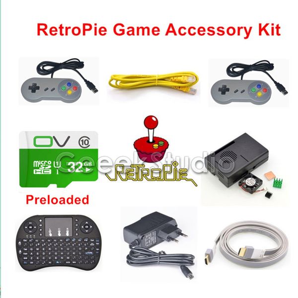 Freeshipping Raspberry Pi 3 Modelo B 32 GB Pré-Carregado RetroPie Game Console Kit Acessórios