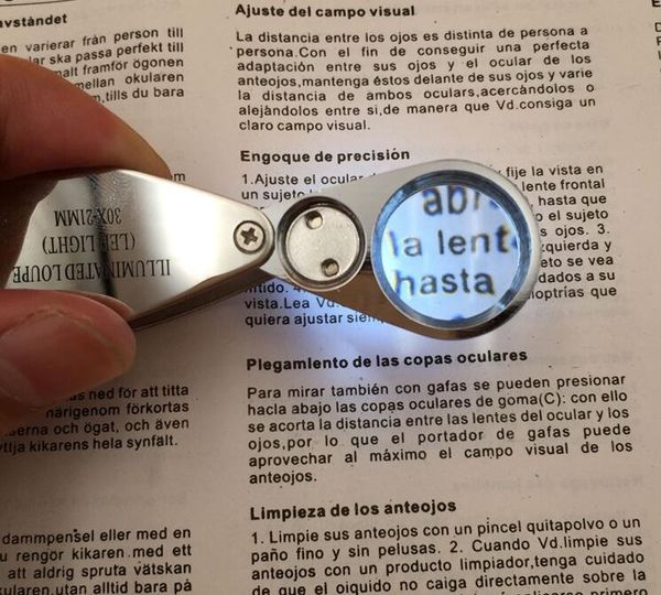 

5pcs 30x power 21mm glasses magnifier jewelry watch compact lupa led light lamp magnifying glass microscope lupas de dumento loupe