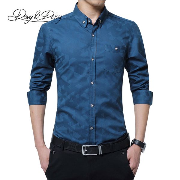 

wholesale- davydaisy 2017 full sleeve dress shirt men social work brand printed male clothes business formal shirts 5xl ds-1, White;black