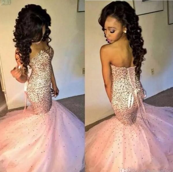 

2021 fashion luxury major beading prom dresses pink sweetheart corset back crystals dubai women formal party dresses evening gowns, Black