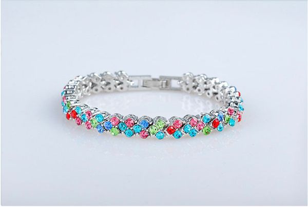 

rome bracelet fashion zircon crystal jewelry for women gift alloy charm bracelets 5 colors can mix order bn-00180, Golden;silver